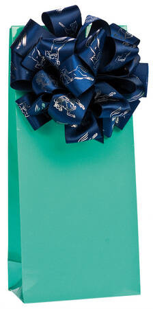 Ribbon HR navy blue with silver horses