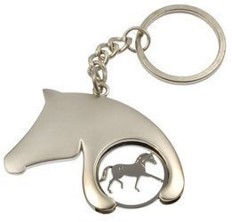 Key ring HR horse head silver with token